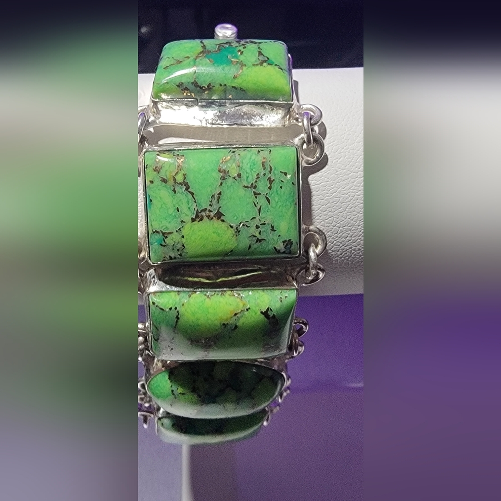 Natural green copper turquoise bracelet